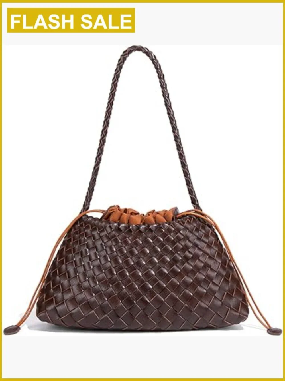 Vegan Leather Woven Hobo Bag Shoulder Tote Slouchy Purse